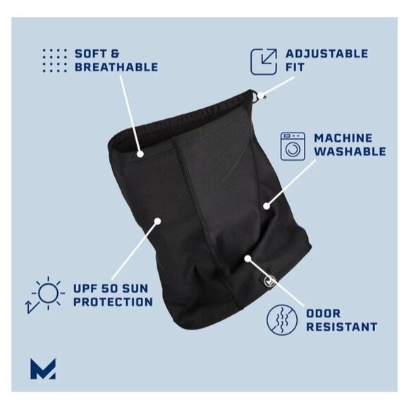 Mission All-Season Adjustable Neck Gaiter Moisture-Wicking Sun Protection Black - Picture 6 of 6